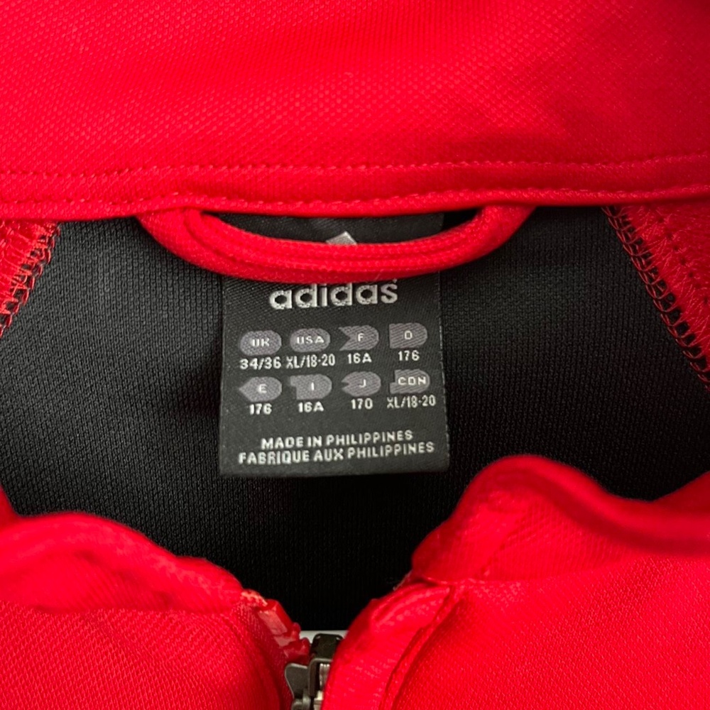 Adidas Mens 1/4 Zip Pullover Warm Up Sweater Size XLarge Red Black Vtg - Picture 5 of 5